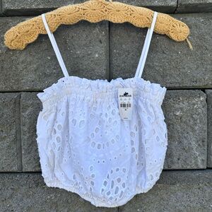 NWT Express White Eyelet Crop Cotton Top Size XS